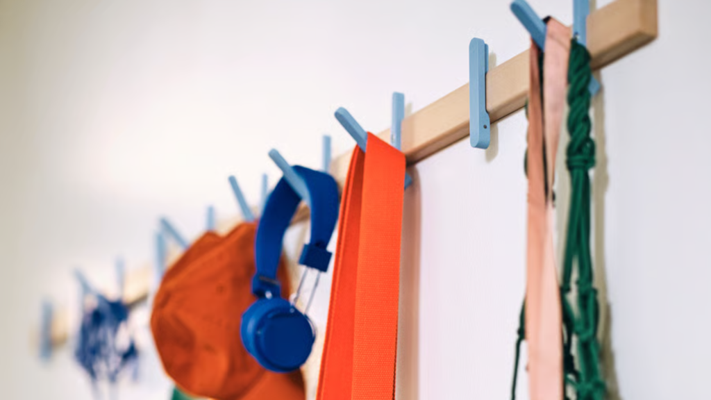 IKEA’s £12 rack with hooks is perfect for small hallways