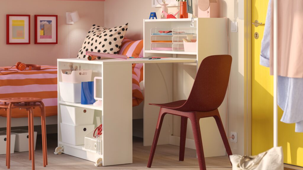 The IKEA BILLY bookcase with foldable table is genius!