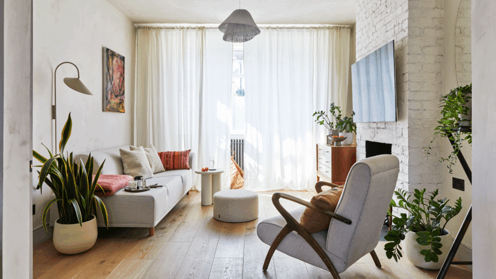 Texture and vintage furniture have transformed this 1930s London terrace