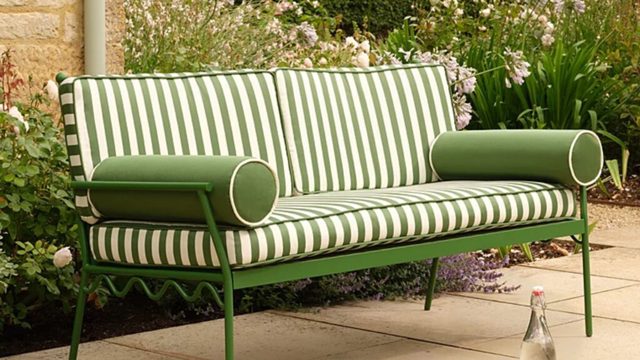 I desperately want this George Home striped garden bench