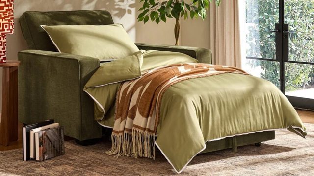 This stylish £379 DUSK armchair has a hidden bed inside