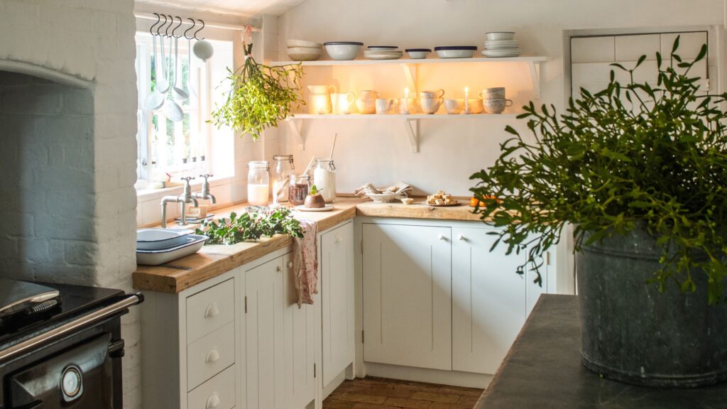 This petite kitchen comes into its own during the festive season