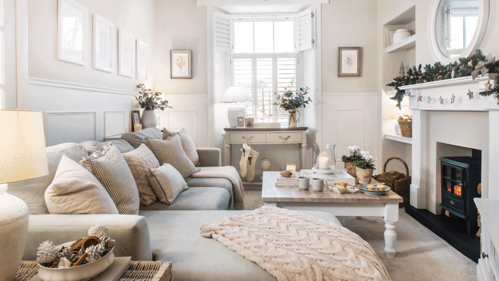 This elegant home perfectly masters the neutral festive look