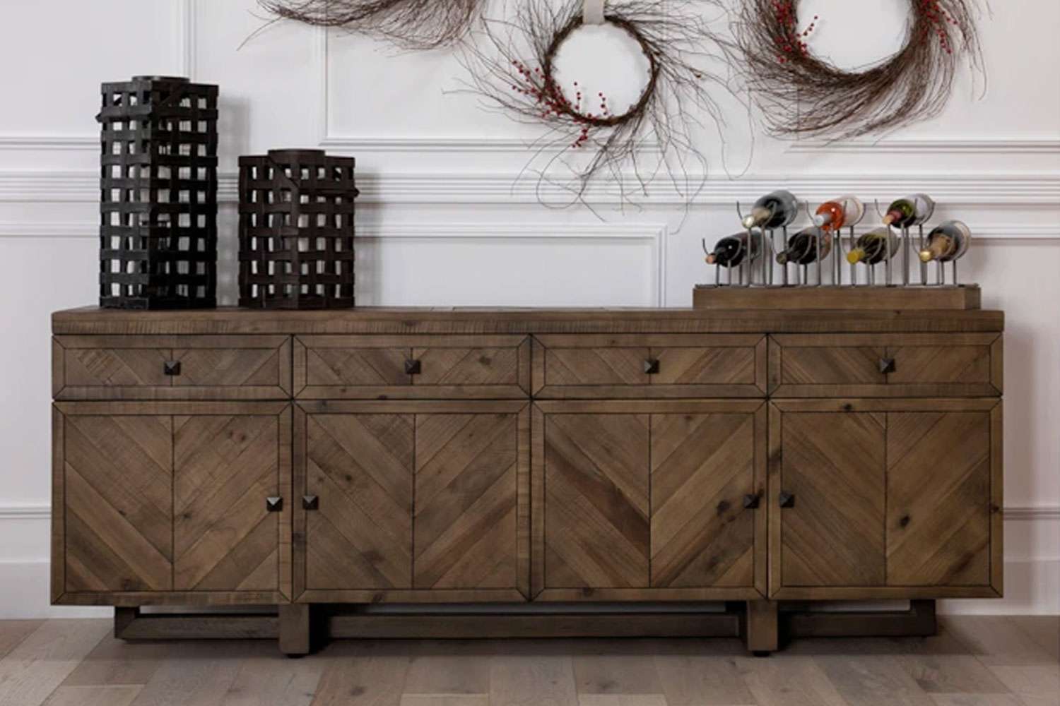 Living Spaces Palazzo Brown Solid Pine Sideboard Buffet