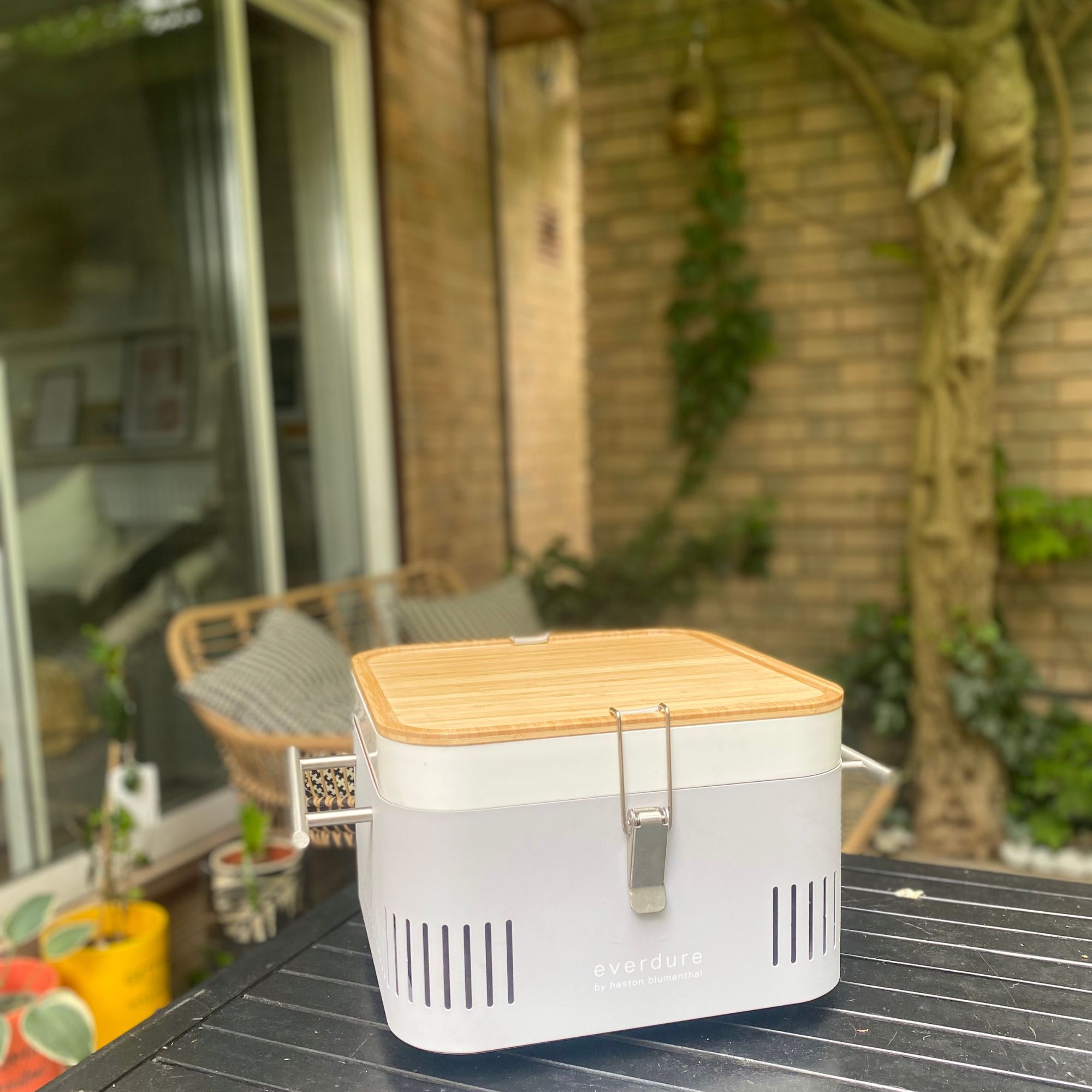 Everdure Cube BBQ on garden table