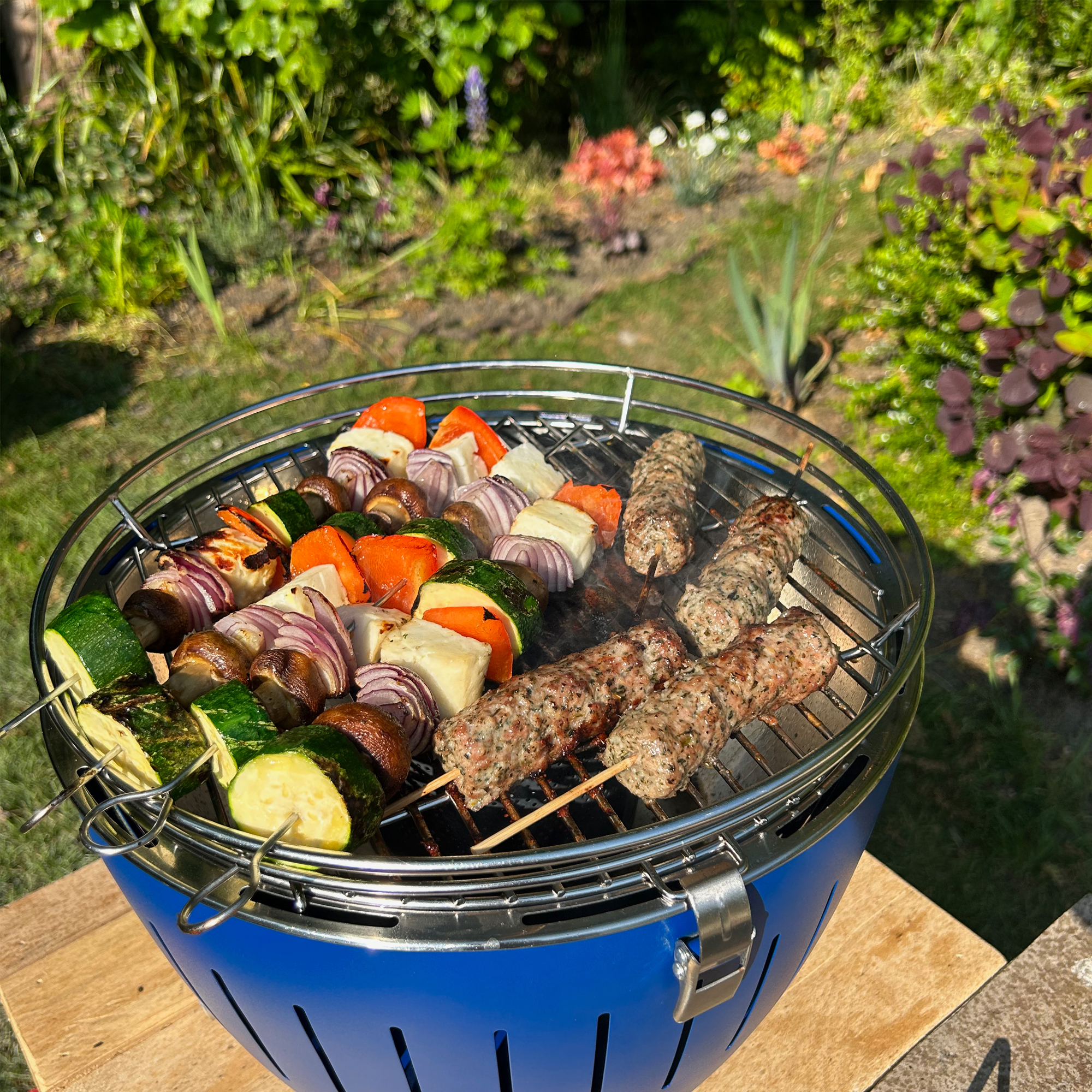 Testing the LotusGrill portable BBQ outside 
