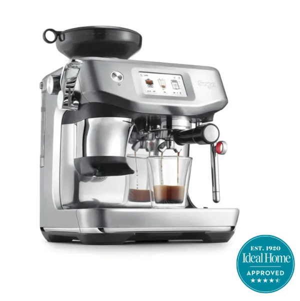 Sage coffee machine with Ideal Home approved 4.5 stars badge 