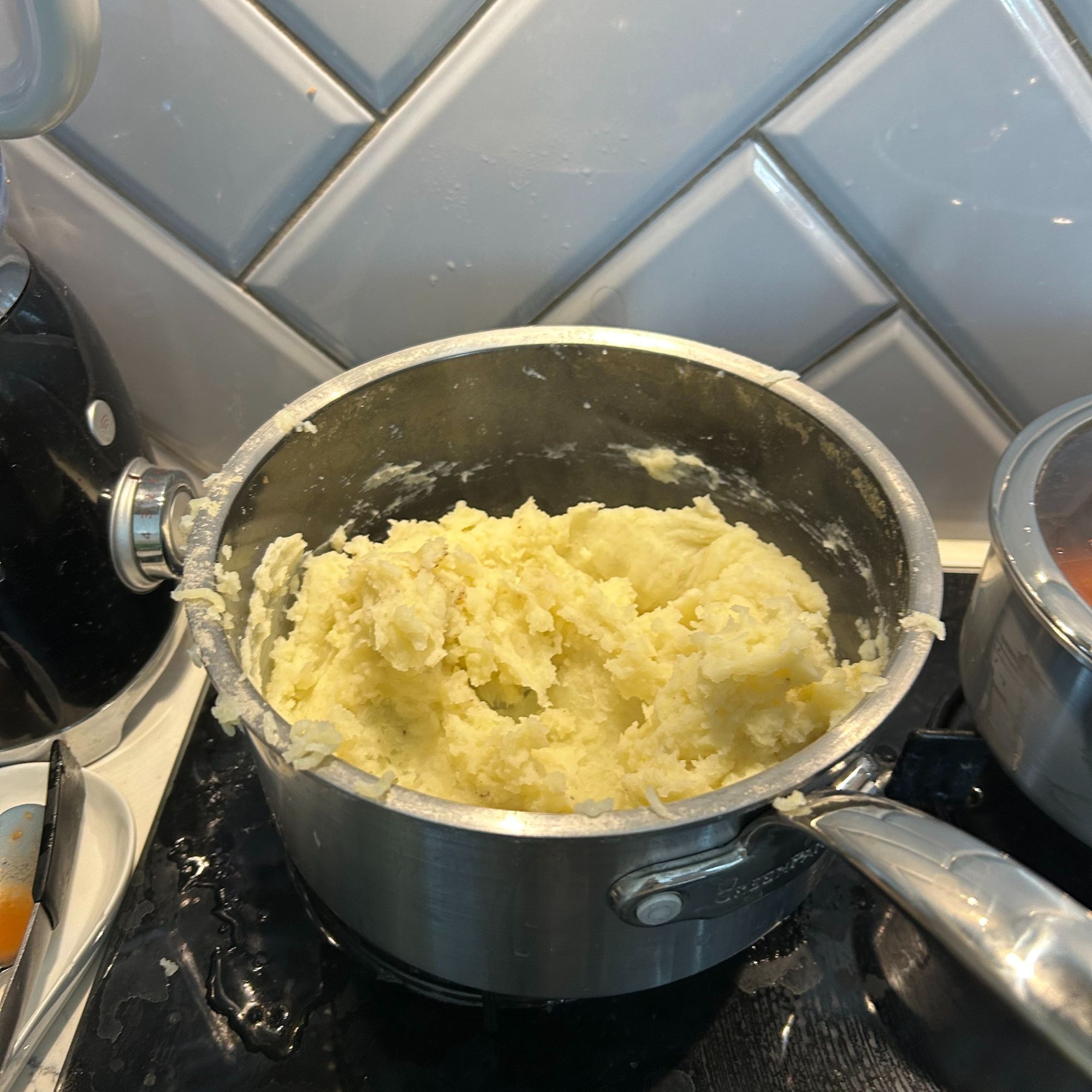 GreenPan Premiere Stainless Steel Ceramic Non-Stick Saucepan & Lid Set cooking mash potato