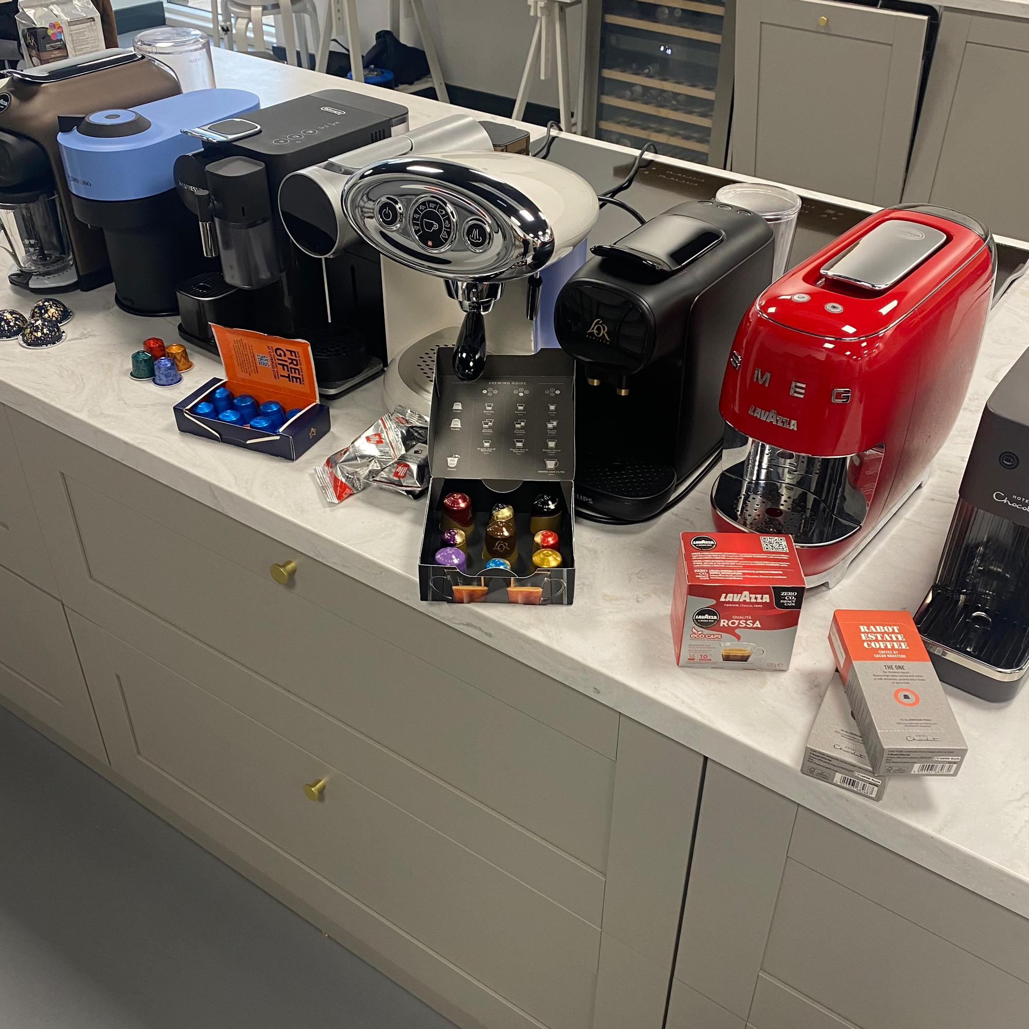 Image of pod coffee machine  testing day