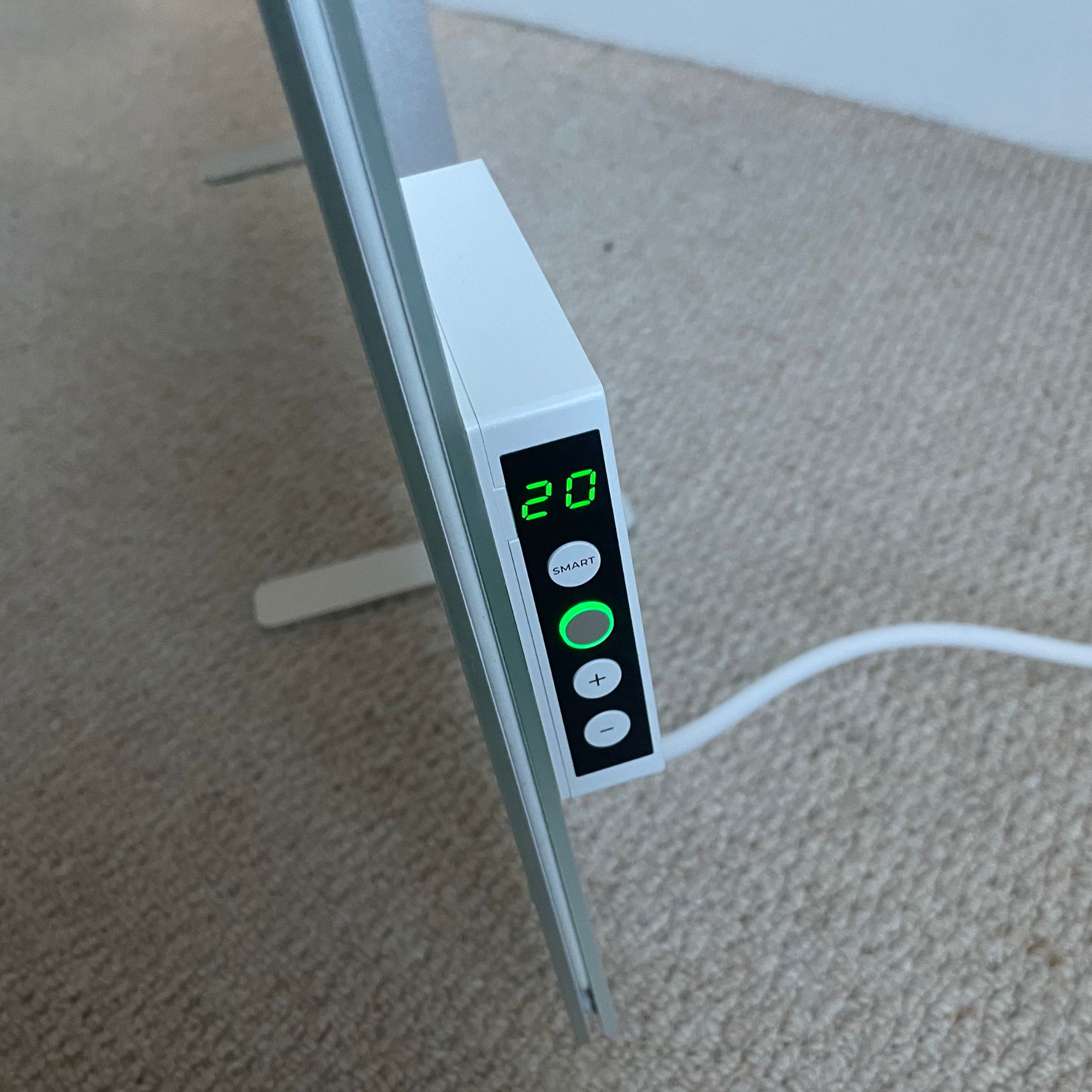 Close up of the control panel of the Aeno Premium Eco Smart Heater