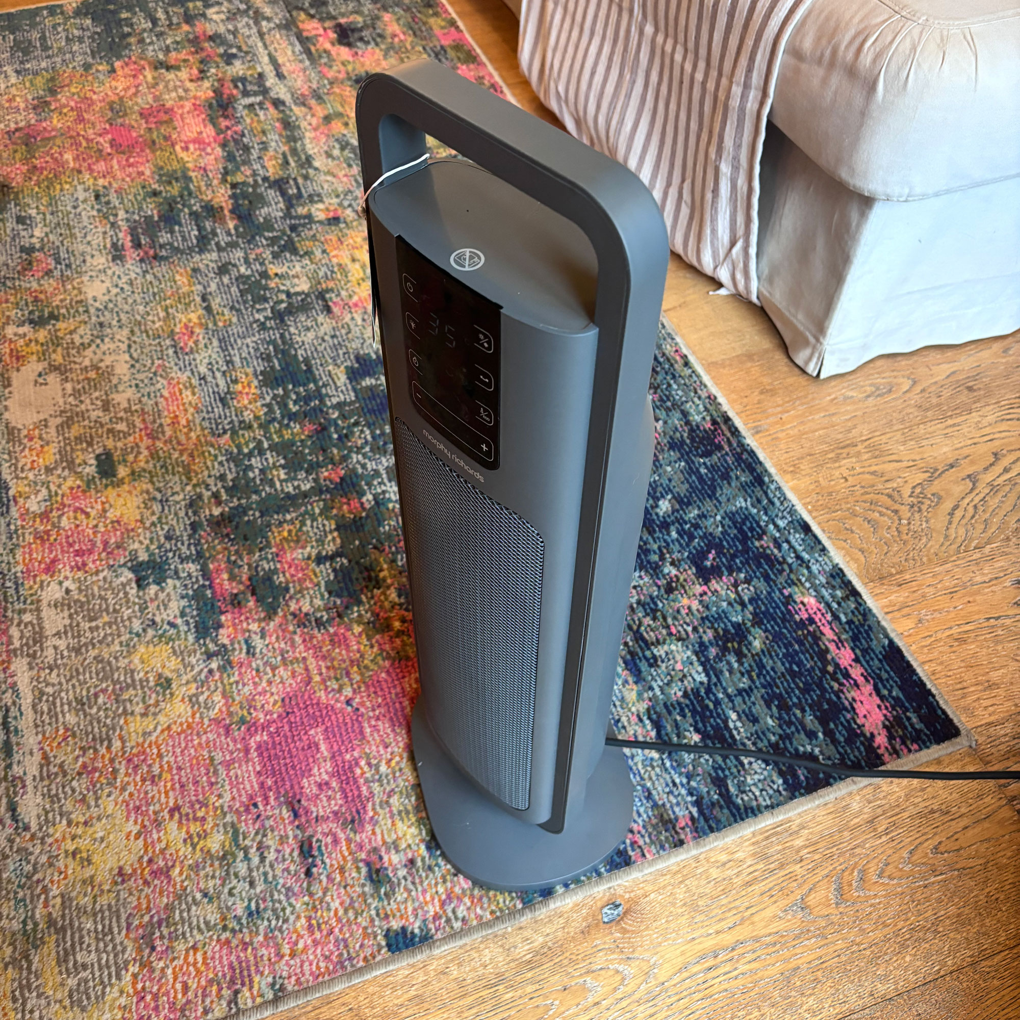 Morphy Richards tower fan heater in use