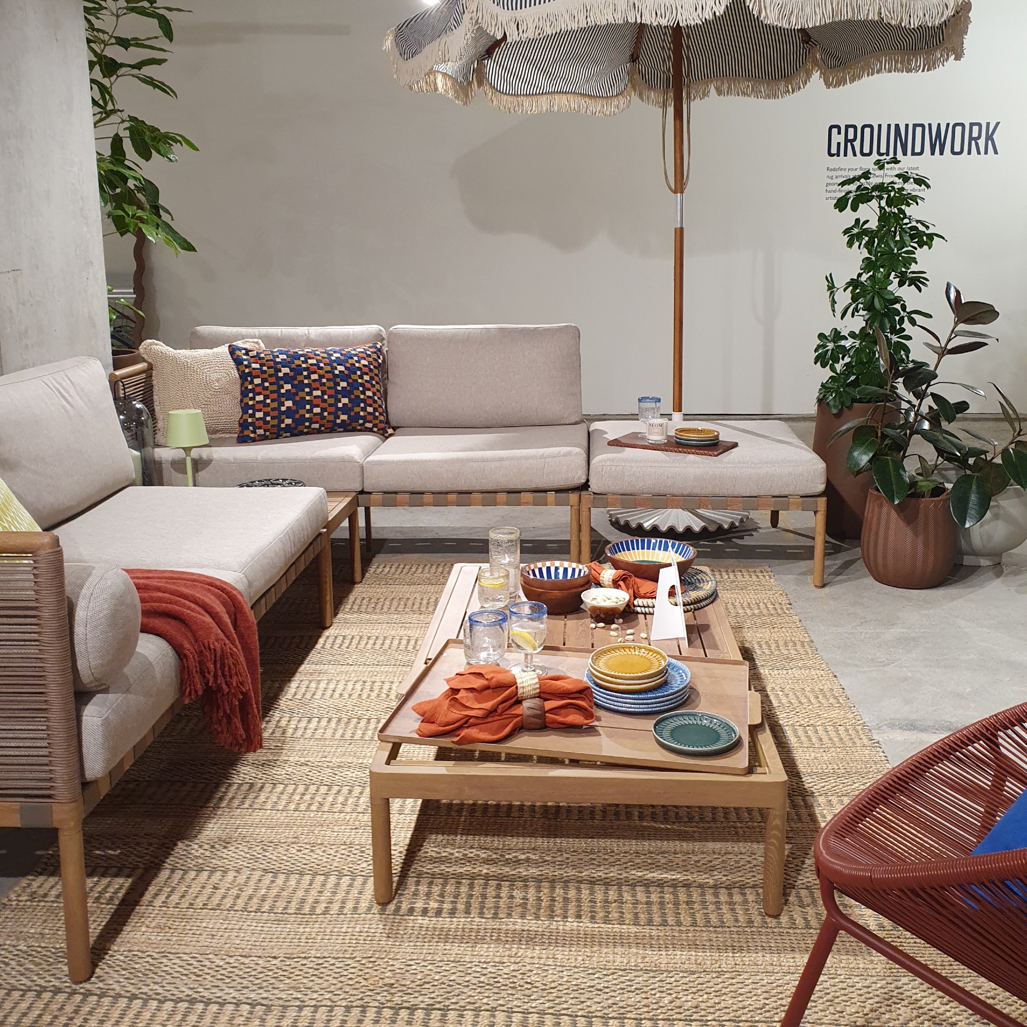 The John Lewis Sahara 5-Seater Modular Corner Garden Lounge Set at the brand's spring/summer 2026 press showcase