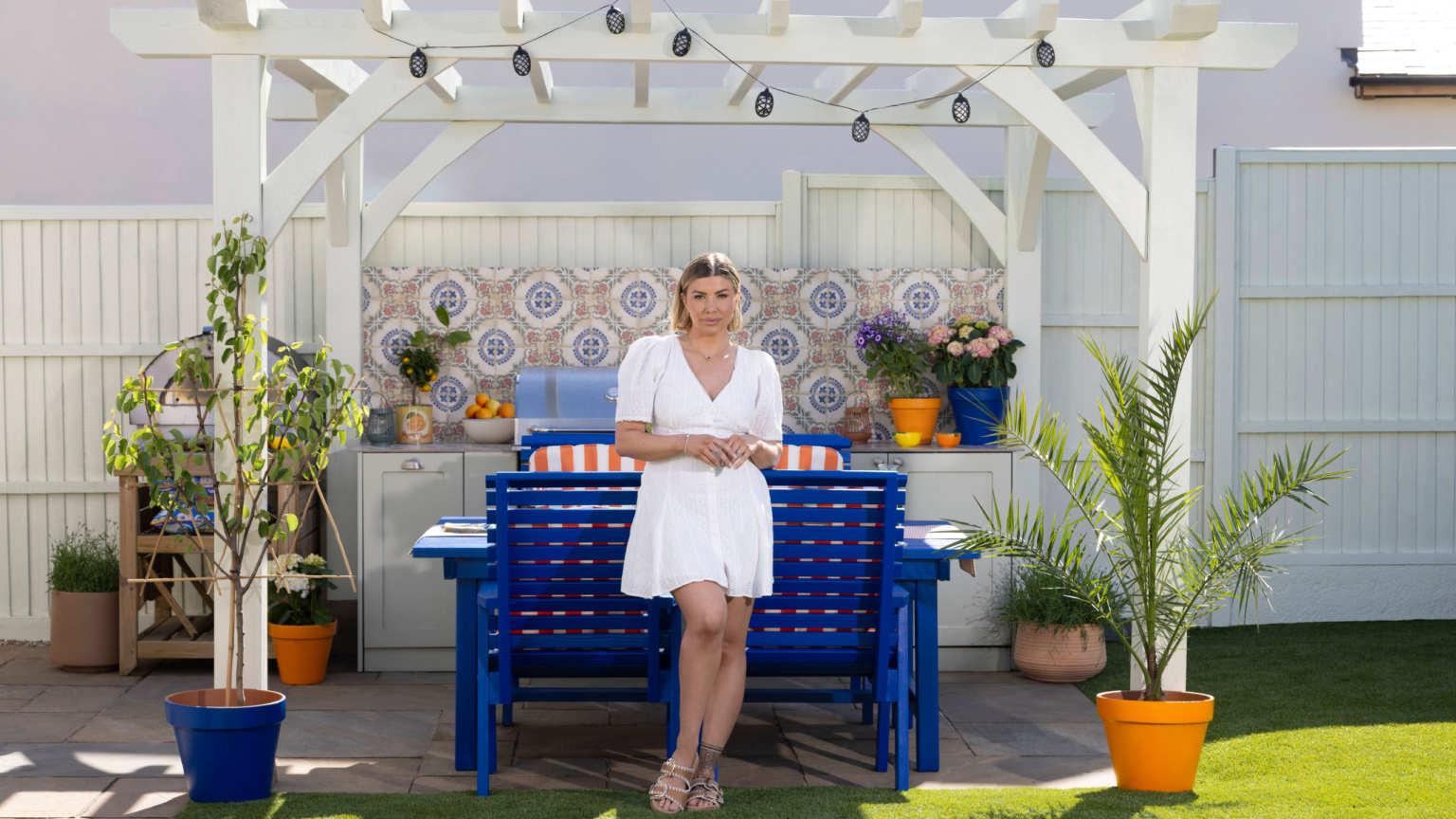 Olivia Bowen has turned her pergola into a Mediterranean oasis
